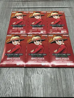 One Piece OP-13 Carrying on His Will Sleeved Booster Packs Lot of 6 Blisters - Image 1