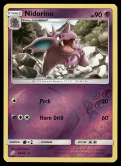 Pokemon Cards Nidorino 58/181 Reverse Holo Team Up Sun & Moon NM - Image 1