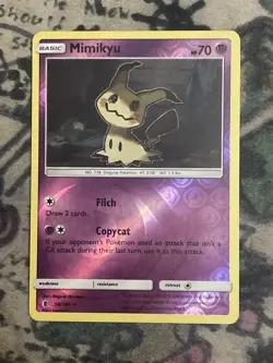 Mimikyu Pokemon Card Reverse Holo Sun And Moon Guardians Rising Regular Rare - Image 1