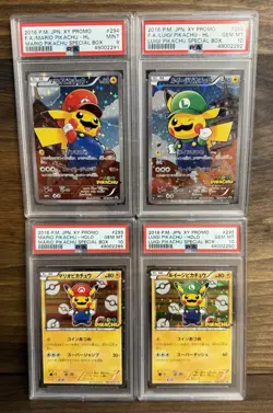 2016 Pokemon Japanese Mario Luigi Pikachu XY Promo PSA Sequential 4-Card Set 🔥 - Image 1