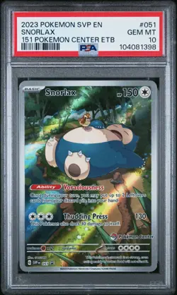 Snorlax Pokemon Center Stamped PSA 10 - SVP 051 - Black Star Promo - Pokemon - Image 1