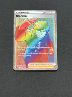 Brandon Full Art Rainbow Secret Rare 203/195 Silver Tempest Pokemon TCG NM - Image 1