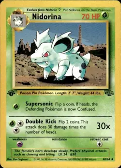 Vintage Wotc Pokemon Nidorina 1st ed Jungle 40/64 Light Play LP - Image 1