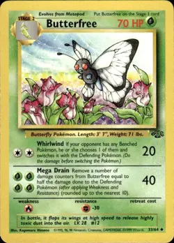 Vintage Wotc Pokemon Butterfree Jungle 33/64 Light Play LP - Image 1
