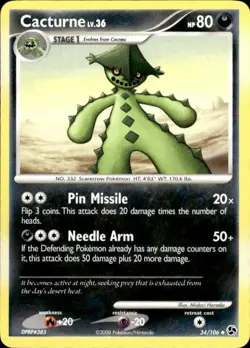 Vintage Wotc Pokemon Cacturne Great Encounters 34/106 Light Play LP - Image 1
