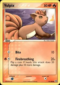 Vintage Wotc Pokemon Vulpix Emerald 72/106 Light Play LP - Image 1