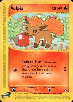 Vintage Wotc Pokemon Vulpix Aquapolis 116/147 Light Play LP - Image 1