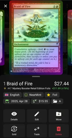 MTG Braid of Fire (47/124) Mystery Booster Retail Edition Foils LP FOIL - Image 1