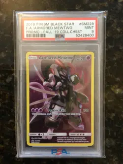Armored Mewtwo PSA 9 SM228 BLACK STAR PROMO 2019 Pokemon fall collectors chest - Image 1