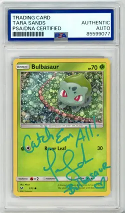 PSa Signed Tara Sands Pokemon TCG Bulbasaur 1/73 Shining Legends Reverse Holo - Image 1