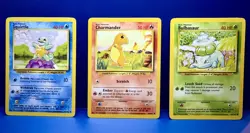 Pokemon TCG Base Set-Charmander, Squirtle, & Bulbasuar. Vintage 1999 LP+ - Image 1