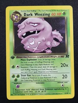 Pokemon Dark Weezing 31/82 First Edition Non-Holo Rare NM/VLP - Image 2