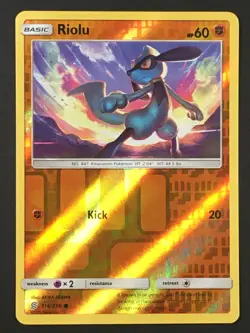Pokemon TCG Riolu 116/236 SM Unified Minds Reverse Holo Common LP - Image 1