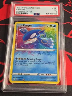 2021 Pokemon Shining Fates Kyogre Holo PSA 5 Card # 021/072 - Image 1