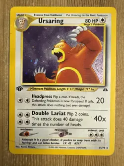 Ursaring - 15/75 - Pokemon Neo Discovery 1st Edition Holo Rare Card WOTC DAMAGED - Image 1