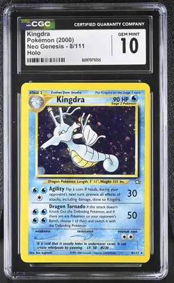 CGC 10 GEM MINT Kingdra 2000 Neo Genesis 8/111 Holo SWIRL Pokemon Card - Image 1