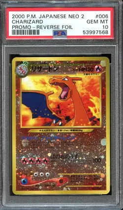 Pokemon 2000 Reverse Foil Charizard #006 Promo Neo 2 PSA 10 GEM MINT - Image 1