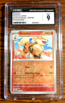 Arcanine Reverse Holo Uncommon #028 - CGC MINT 9 - Destined Rivals - Pokemon TCG - Image 1