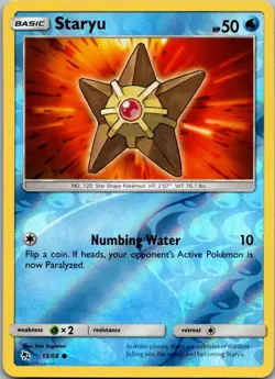 Pokemon Hidden Fates Staryu Reverse Holo 13/68 - Image 1