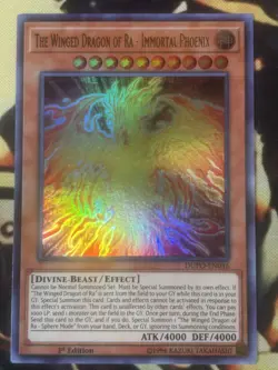 Yugioh: The Winged Dragon of Ra Immortal Phoenix DUPO-EN046 Ultra Rare 1st Ed NM - Image 1