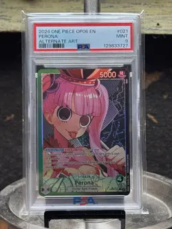 2024 One Piece TCG OP06 EN Perona Alternate Alt Art Leader PSA 9 Mint #021 - Image 1