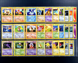 1999 Pokemon BASE SET SHADOWLESS Edition COMPLETE Uncommon Common Cards Lot NM+ - Image 1
