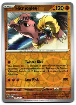 Hitmonlee 106/165 - 151 Uncommon Pokemon TCG Reverse Holo - M/LP Card - Image 1
