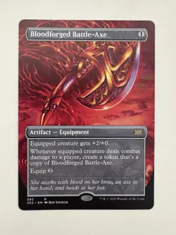 Bloodforged Battle-Axe Borderless MTG Magic the Gathering Card NM Near Mint 2X2 - Image 1