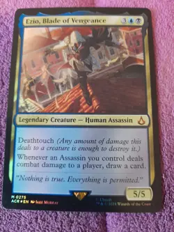 MTG Assassins Creed - 0275 Ezio, Blade of Vengeance FOIL NM Pack-To-Sleeve (g131 - Image 1