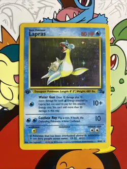 Pokemon Lapras Fossil 1st Edition 10/62 Holo Rare MP - Image 1