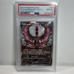 2021 POKEMON SWORD & SHIELD CHILLING REIGN FULL ART/GALARIAN MOLTRES V PSA 10 - Image 1