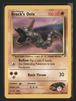 Pokemon Gym Heroes Brock's Onix (69) #069/132 WOTC Common - Image 1