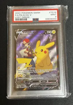 PSA 9 2022 Pokemon Sword & Shield Lost Origin Full Art Pikachu V #TG16/TG30 - Image 1