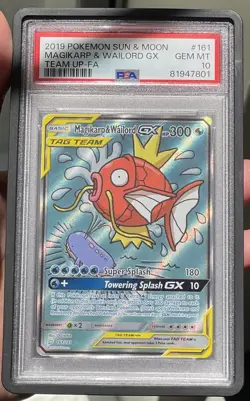 Pokemon Magikarp & Wailord GX 161/181 PSA 10 GEM MT Team Up FA Holo 2019 Alt Art - Image 4