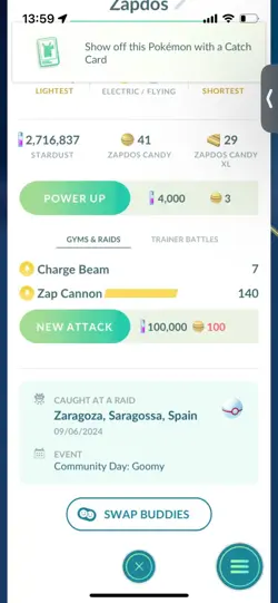 Pokemon Go Legendary Zapdos ( Normal ) ( Reduced) - Image 2