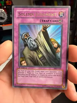 Solemn Judgment MRD-127 1st Edition Metal Raiders Yu-Gi-Oh NA - Image 1