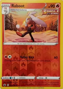 027/198 RABOOT REVERSE HOLO CHILLING REIGN POKEMON CARD - Image 1