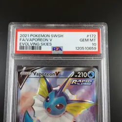 PSA 10 Vaporeon V 172/203 Pokemon Evolving Skies Full Art Graded Card - Image 2