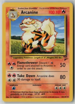 Arcanine 33/130 Pokemon Base Set 2 Uncommon Moderately Played Card (MP) - Image 1