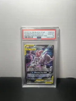 Mewtwo & Mew GX PSA 10 SM191 Full Art - 2019 Pokemon SM Black Star Promo - Image 1