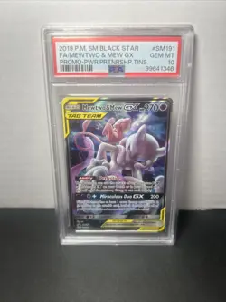 Mewtwo & Mew GX PSA 10 SM191 Full Art - 2019 Pokemon SM Black Star Promo - Image 3