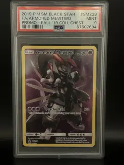 Armored Mewtwo PSA 9 SM228 BLACK STAR PROMO 2019 Pokemon fall collectors chest - Image 1