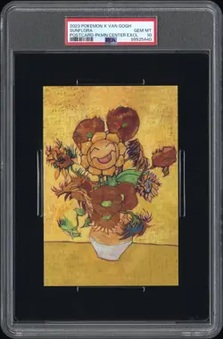 2023 POKEMON X VAN GOGH POSTCARD POKEMON CENTER EXCLUSIVE SUNFLORA PSA 10 - Image 1