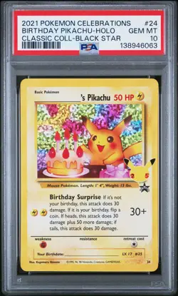 Birthday Pikachu Holo 24 Celebrations Classic Collection Pokemon PSA 10 *063 - Image 1