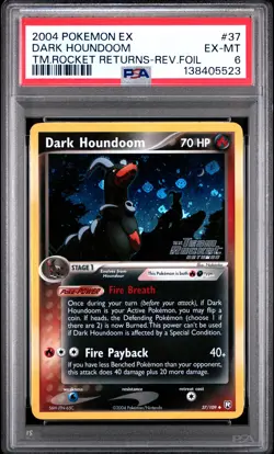 Dark Houndoom Pokemon Ex Team Rocket Returns 37 NM PSA 6 - Image 1
