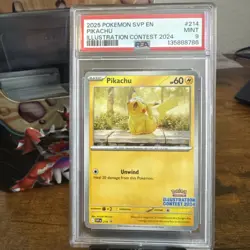 PIKACHU #214 BLACK STAR PROMO ILLUSTRATION CONTEST 2024 POKEMON SVP EN PSA 9 - Image 1
