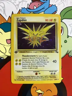 Pokemon TCG Zapdos 15/62 1st Edition Fossil Holo Rare MP - Image 1