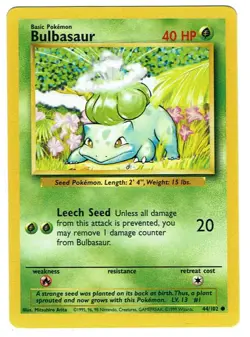 Vintage Rare Mint 1999 Pokemon TCG WOTC Bulbasaur Card Base Set 44/102 - Image 1