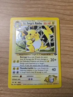 Lt. Surge's Raichu 11/132 Holo Rare Gym Challenge Pokemon Card - Image 1