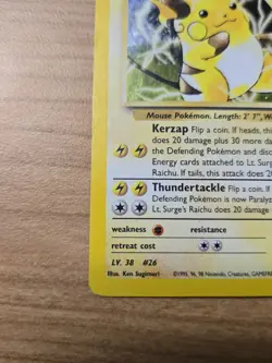 Lt. Surge's Raichu 11/132 Holo Rare Gym Challenge Pokemon Card - Image 2